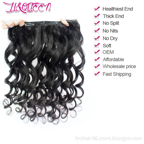 Aliexpress Indian human hair extensions clip in coconut oil hair natural color loose wave hair